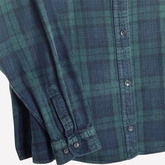 L.L. Bean Flannel Shirt Woman's 2X Plus Scotch Plaid Black Watch Blue/Green Used - Picture 6 of 12